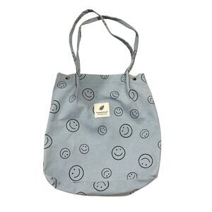 Corduroy Smile Light Blue Handbag Tote Bag Cute Aesthetic Trendy Boho Laptop